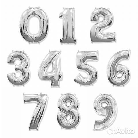 Шар цифра гелиевая серебро