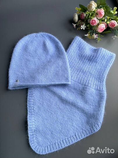 Комплект Шапка вязаная и снуд, ручная работа