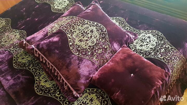 Покрывало пурпурный бархат франция.евро,подуш