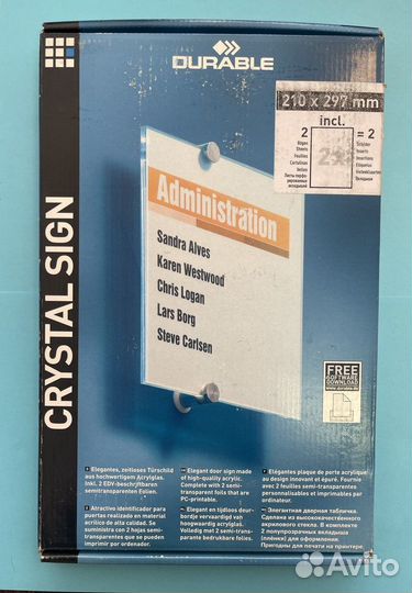Табличка настенная durable crystal 482519