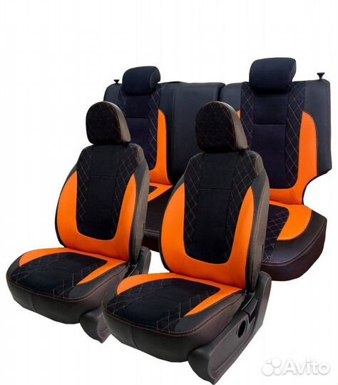 Чехлы оранжевые на сиденья Лада Веста