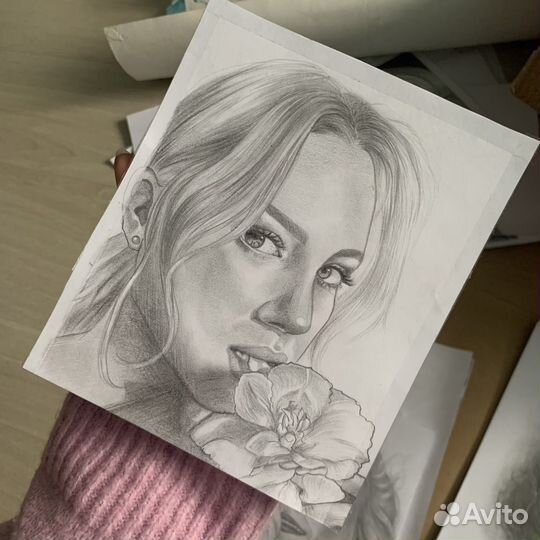 Портрет карандашом по фото на заказ, графика