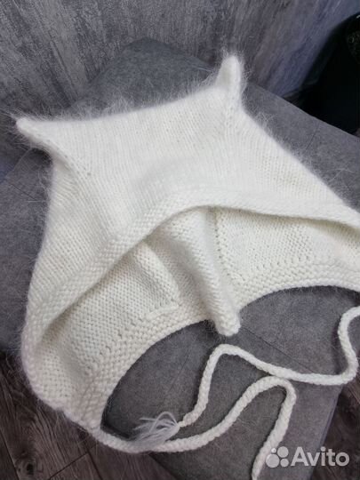 Чепчик из пуха норки пушистый коточепчик