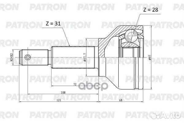 ШРУС нар. 31x57,7x28 ford Transit 13- PCV2179