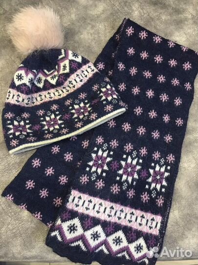 Зимний комплект шапка и шарф для девочки