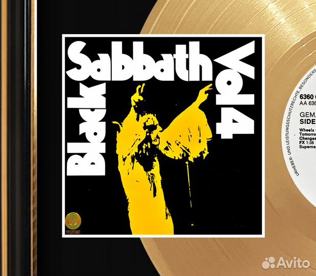 Black Sabbath золотой винил в рамке автографы