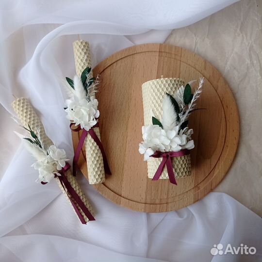 Свечи Семейный очаг из вощины, свадебные свечи