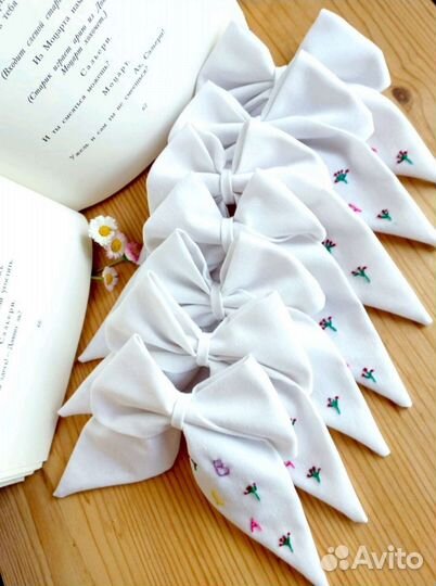 Бантики из льна ручной работы
