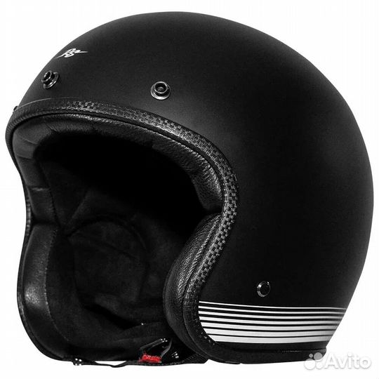 Rusty stitches Fonzie open face helmet Matt Black