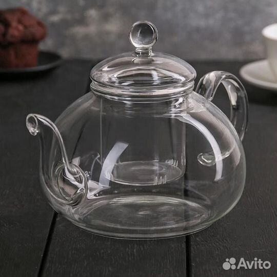 Чайник заварочный со стеклянным ситом, 1 л