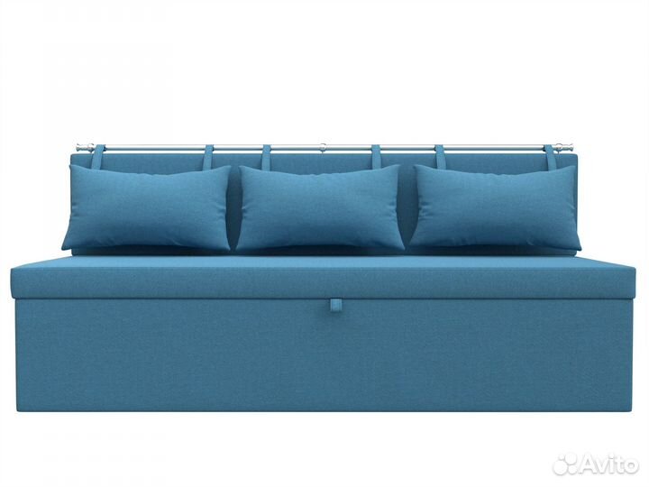 Диван кухонный прямой Метро, рогожка, амур голубой