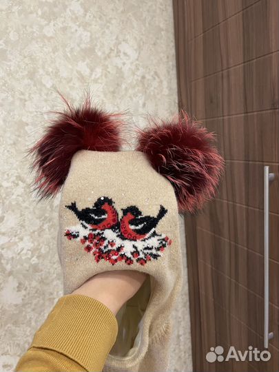 Шапка шлем для девочки 48 50 Ангора