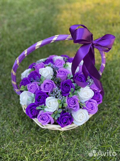 Корзины из мыльных роз