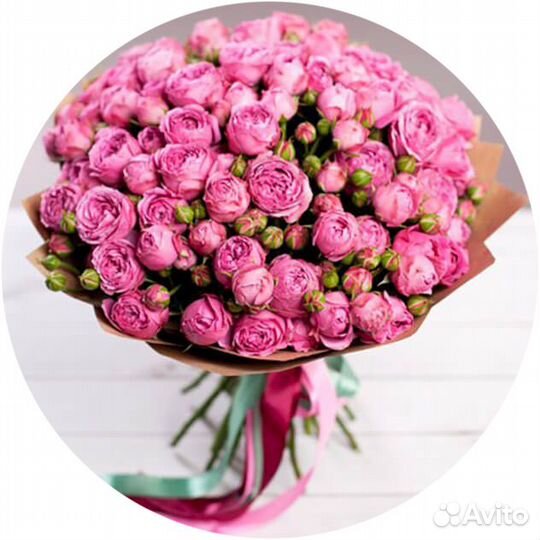 Букет из 19 пионовидных кустовых роз, доставка