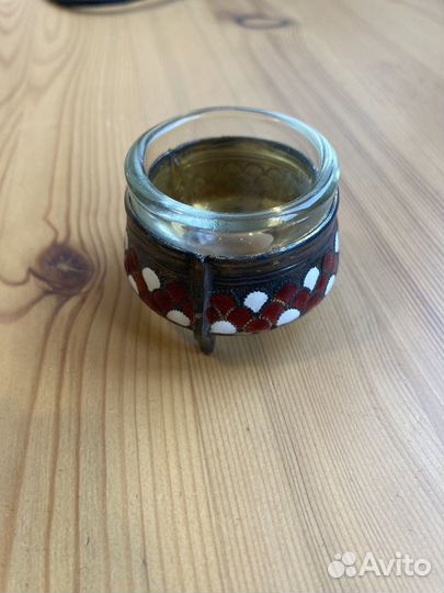 Солонка мельхиор с эмалью СССР