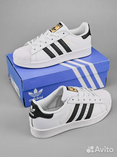 Кроссовки Adidas Originals Superstar белые, премиу