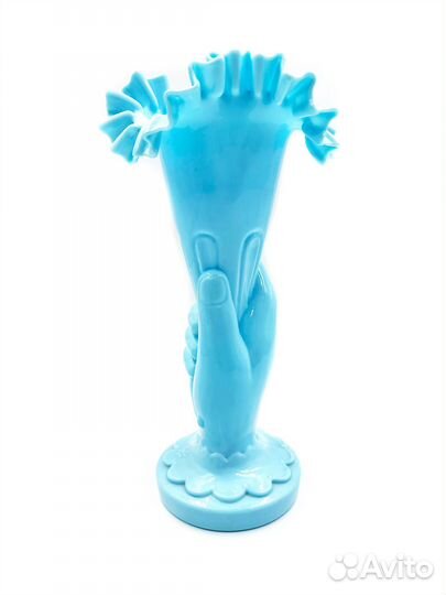 Ваза рог изобилия Царская Россия голубое стекло