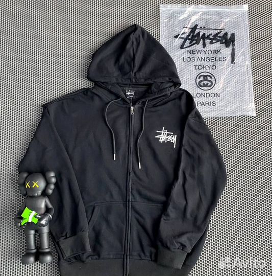 Зип худи stussy серая