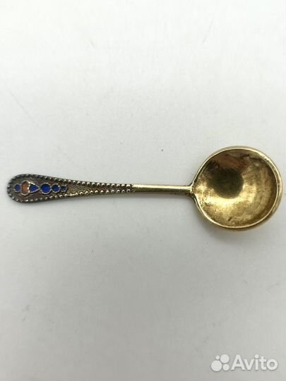 Ложечка для соли, серебро 875 проба, эмаль, 3,6 г