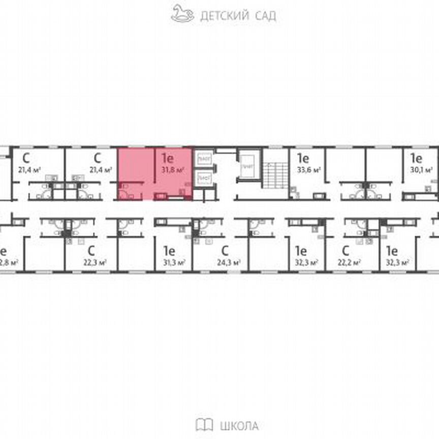 1-к. квартира, 31,8 м², 7/16 эт.