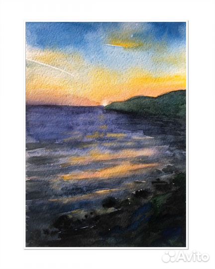 Картина акварелью пейзаж море