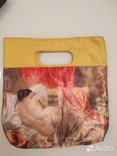 Сумка из нат. кожи и шелка