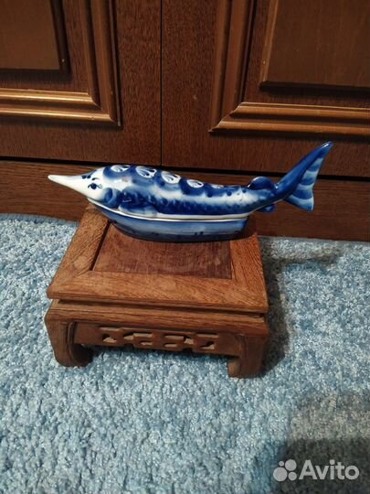 Гжель икорница осетр клеймо