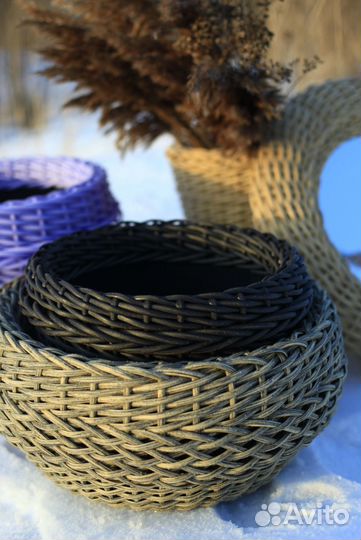 Кашпо из искусственного ротанга 16 литров