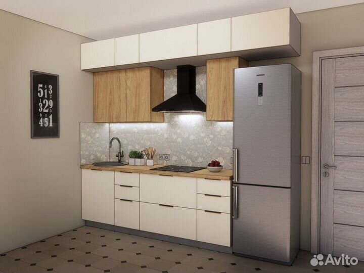 Кухня мдф+лдсп 2,8 м. Люкс-фурнитура, столешница