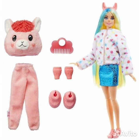 Кукла Barbie Cutie Reveal плюшевая лама hjl56