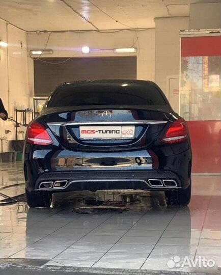 Диффузор + насадки Mercedes C-class w205 C63 хром