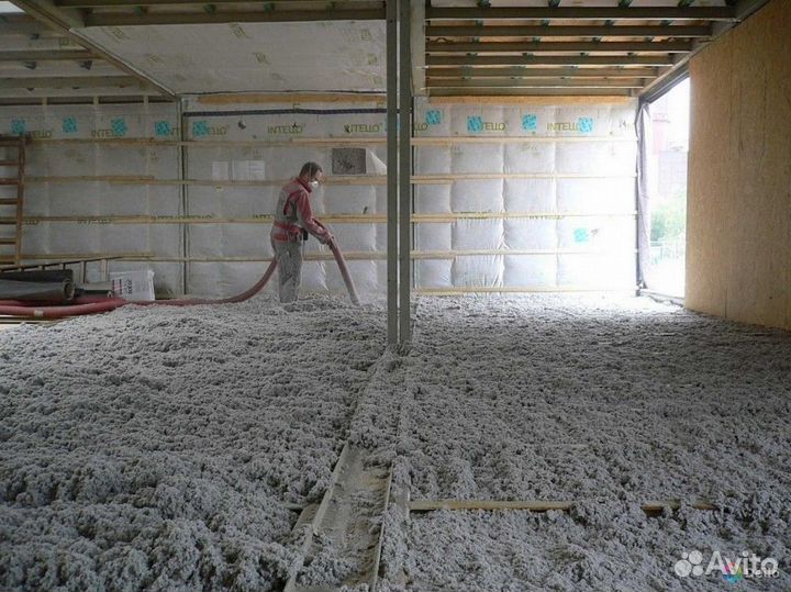 Утепление крыши/пола эковатой