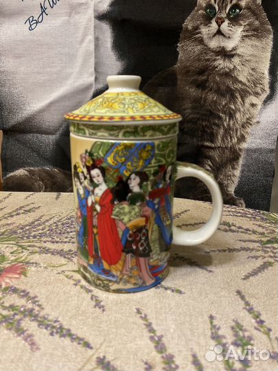 Кружка керамическая с крышкой и ситом