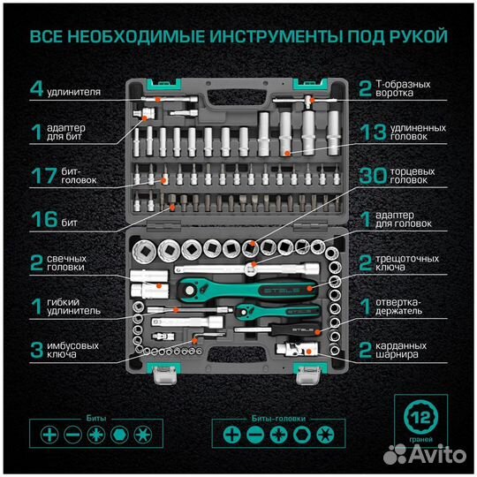 Набор инструментов stels 14118, 94 предмета