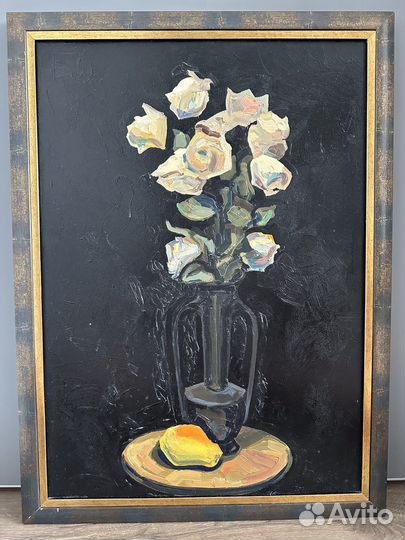 Картина маслом на холсте натюрморт с розами