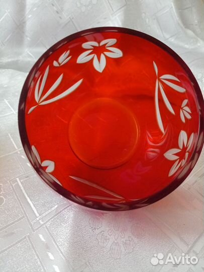 Ваза/салатник из красного стекла СССР