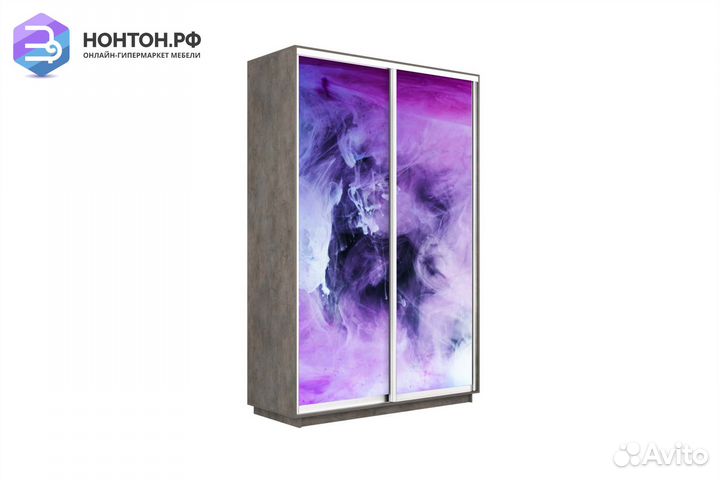 Шкаф-купе 2-х дверный Нонтон фото №1011 / бетон