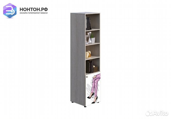 Стеллаж Мийа-3А ясень шимо светлый / белая шагрень