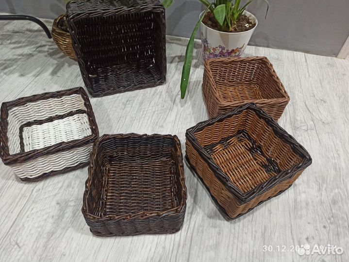 Корзина плетеная из бумажной лозы 2 шт
