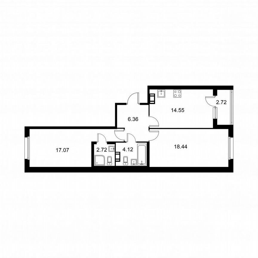 2-к. квартира, 64,6 м², 7/9 эт.