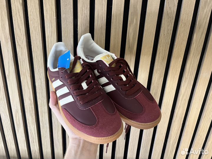 Кеды женские Adidas Samba OG «Maroon Gold»