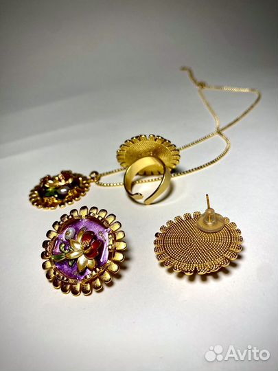 Комплект Ожерелье серьги кольцо В стиле барокко