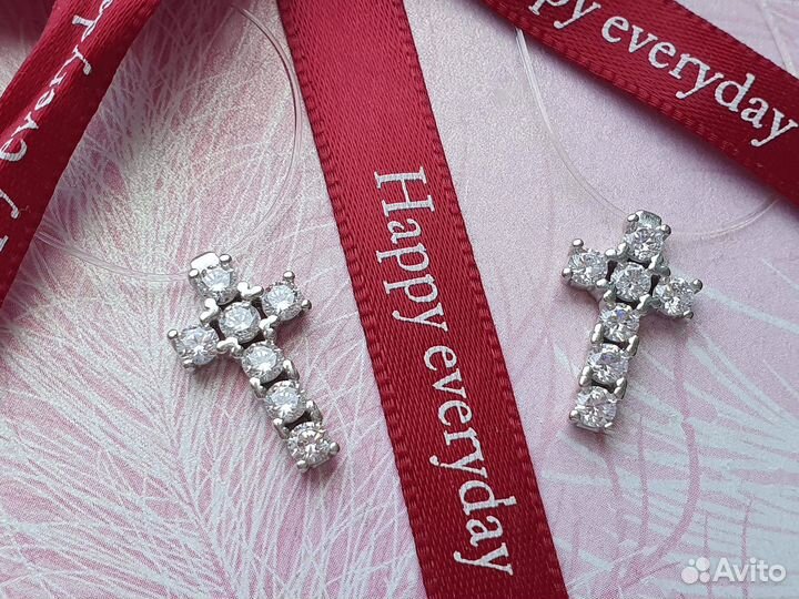 Серебряное колье на леске с фианитами