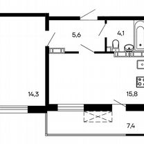 1-к. квартира, 47,2 м², 4/9 эт.