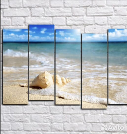 Модульная картина морская пена XL 150х100
