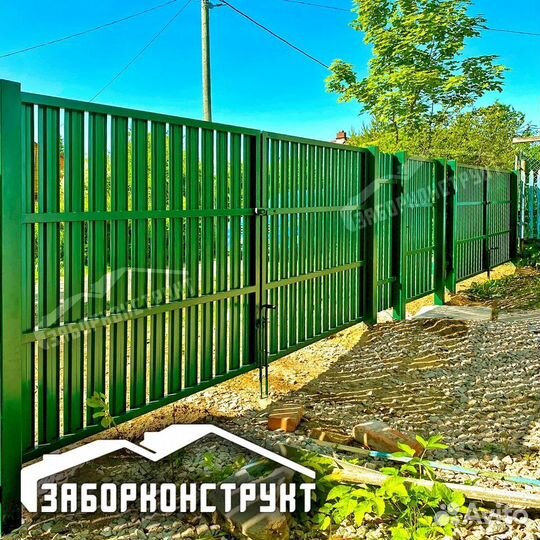 Ворота распашные (профнастил, евроштакетник, сетка