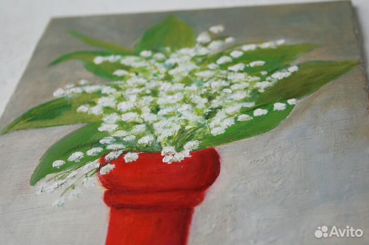 Картина маслом цветы ландыши