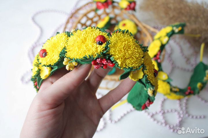 Ободок, бантики ручной работы