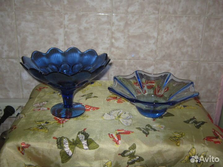 Вазочки для конфет. Цветное стекло. СССР