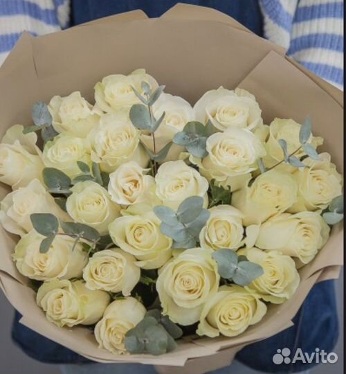 25 белых роз.Доставка Калининград